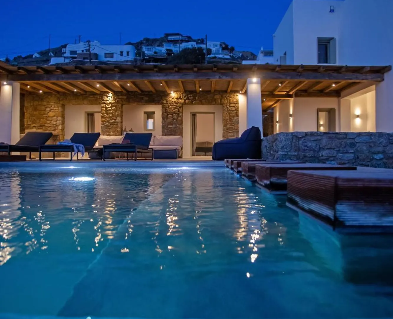 Aura Seaview Sunset Pool Villa W Night Security Guard - Six Bedrooms Fanari  Grécia